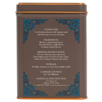 Harney and Sons Chocolate Mint, Flavored Black Tea - 20 Sachets per Tin (Pack of 2)