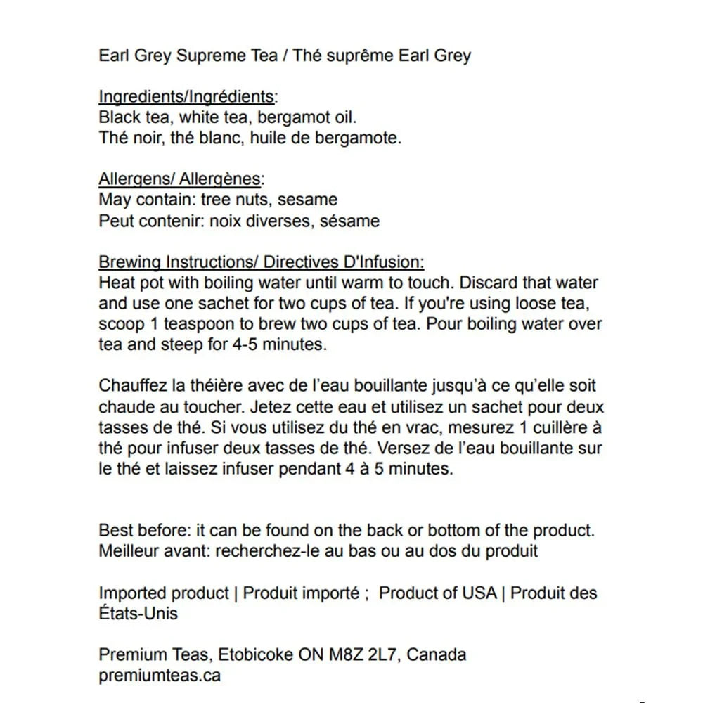 Harney & Sons Earl Grey Supreme Tea Sachets, 50 Count