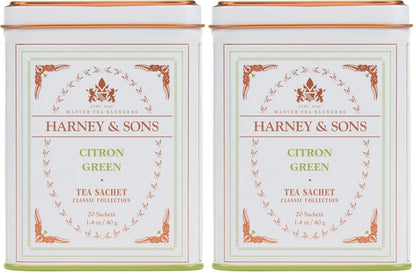 Harney & Sons Citron Green Tea, White, 20 Count (Pack of 2)