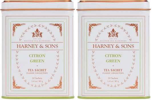 Harney & Sons Citron Green Tea, White, 20 Count (Pack of 2)