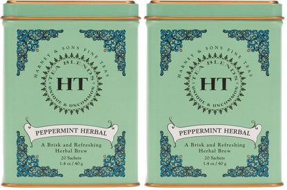 Harney & Sons Peppermint Herbal Tin, 20 Count (Pack of 2)