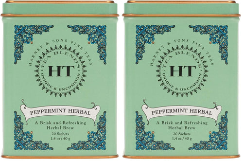 Harney & Sons Peppermint Herbal Tin, 20 Count (Pack of 2)