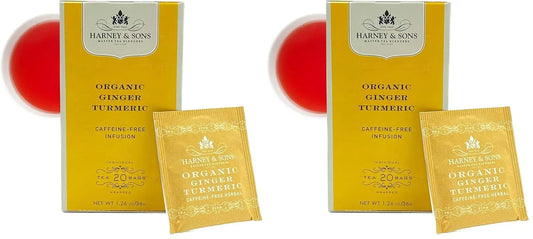 Harney & Sons Organic Tea Bags Ginger Turmeric, 20 Count (Pack of 2)