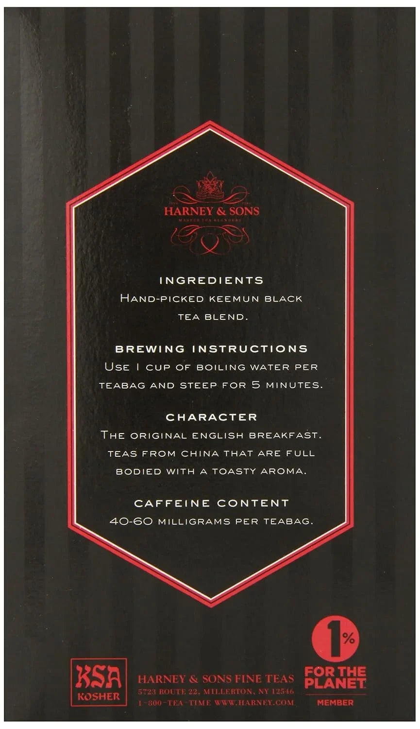 Harney & Sons Black Tea, Tea Bags, English Breakfast, 20 Count (Pack of 2)