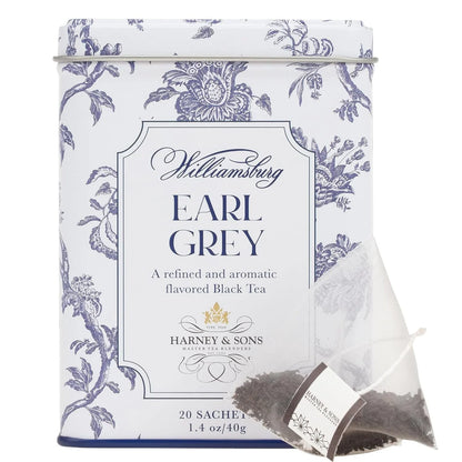 Harney & Sons Williamsburg Earl Grey Tea, 20 Sachets in Tin