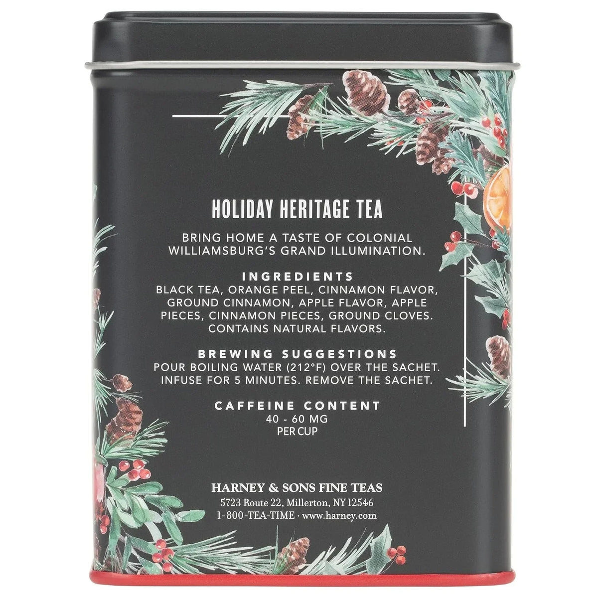 Harney & Sons Holiday Heritage Colonial Williamsburg Blend | Black Tea with Warm Apple, Cinnamon, and Orange Peel,20 Count (Pack of 1)