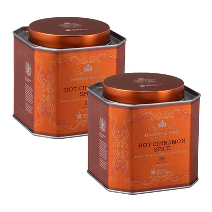 Harney & Sons Hot Cinnamon Spice Tea - 30 Tea Sachets Bundle (Pack of 2) - Black Tea with Oranges & Sweet Cloves