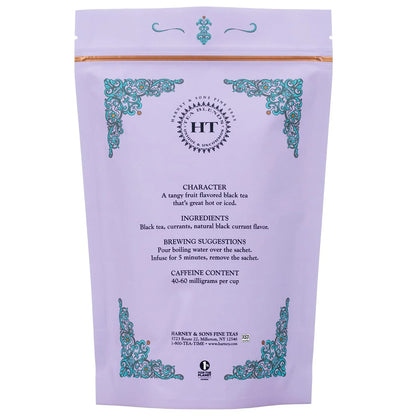 Harney & Sons Black Currant Tea | 25 Sachets of Caffeinated Black Tea with Black Currant Flavor, HT Tea Blends (Pack of 2)