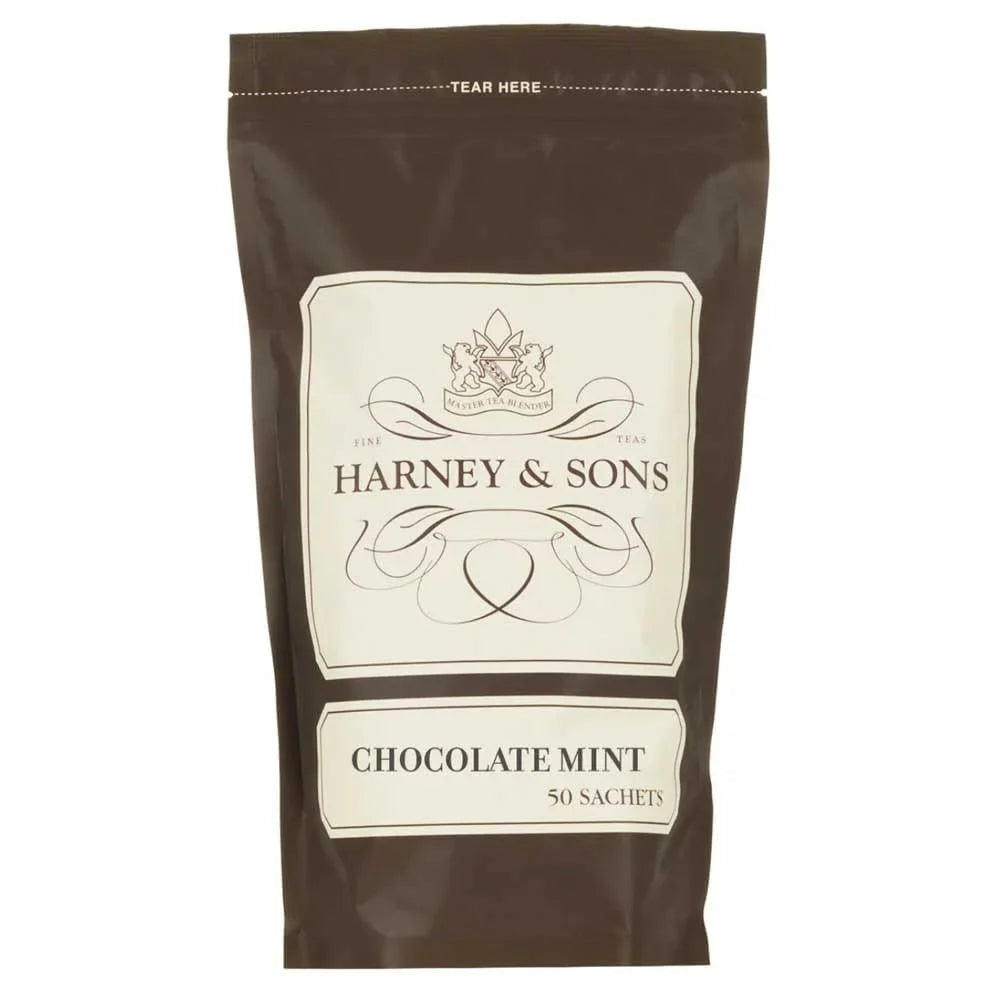 Harney & Sons Chocolate Mint Black Tea Sachets, 50 Count