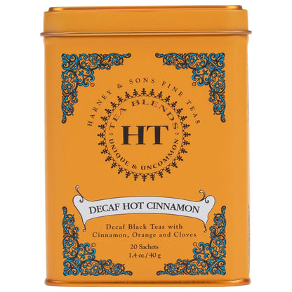 Harney and Sons Decaf Hot Cinnamon , Decaf Flavored Black 20 Sachets per Tin 1.4oz
