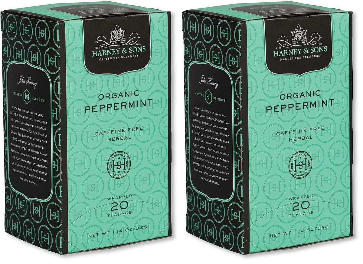 Harney & Sons Premium Organic Herbal Tea, Peppermint, 20 Count (Pack of 2)