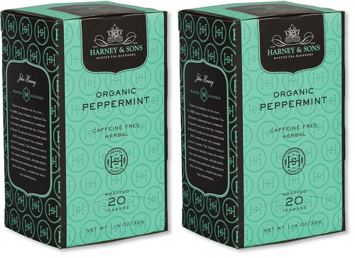 Harney & Sons Premium Organic Herbal Tea, Peppermint, 20 Count (Pack of 2)