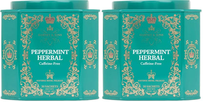 Harney & Sons Peppermint Herbal Tea in Sachets, Caffeine-Free Herbal, 30 Sachets (Pack of 2)