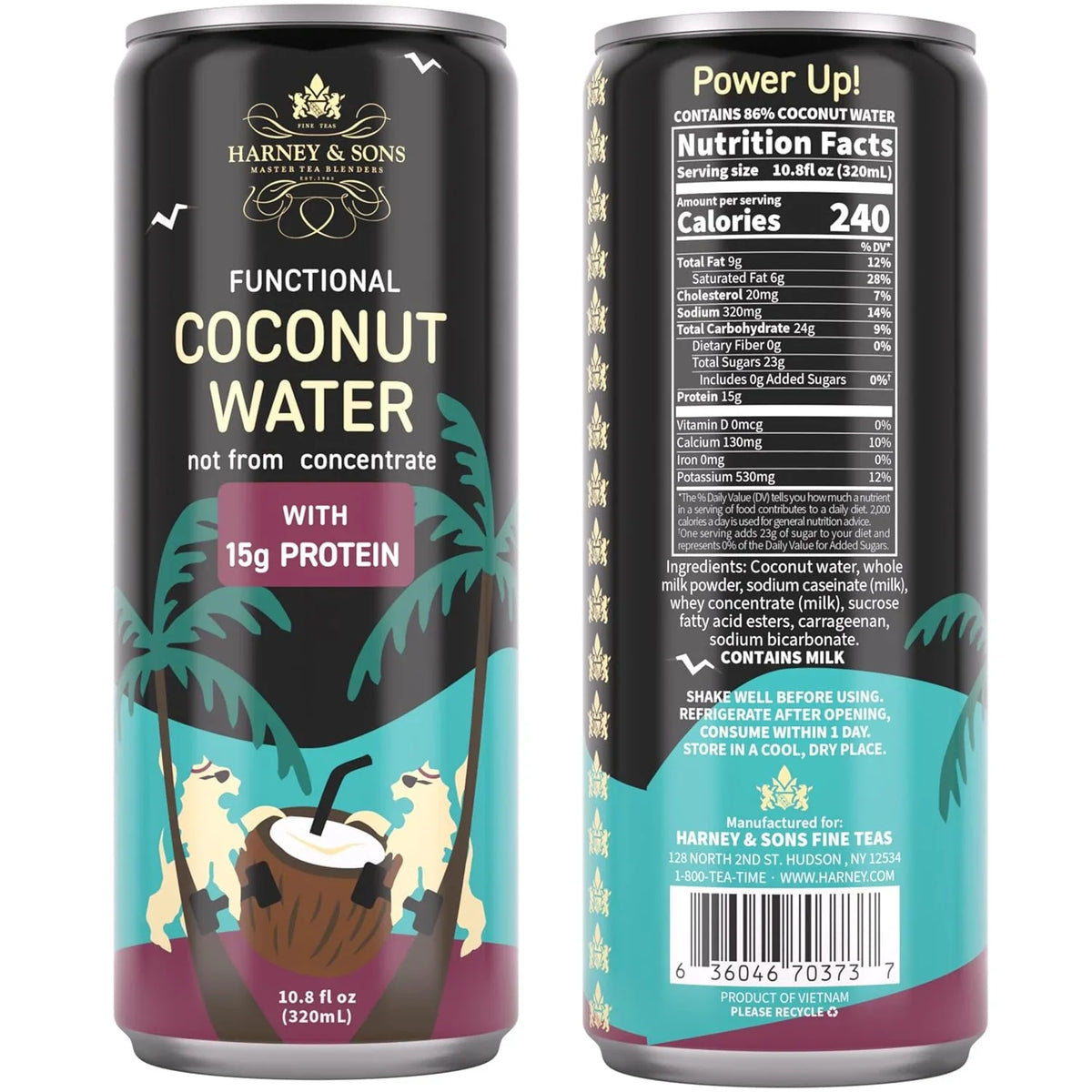 Harney & Sons Coconut Water with 15g Protein, 10.8 fl oz (Pack of 12)