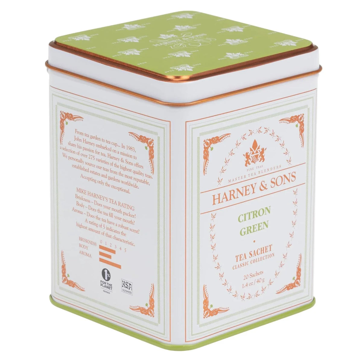 Harney & Sons Citron Green Tea, White, 20 Count (Pack of 1)