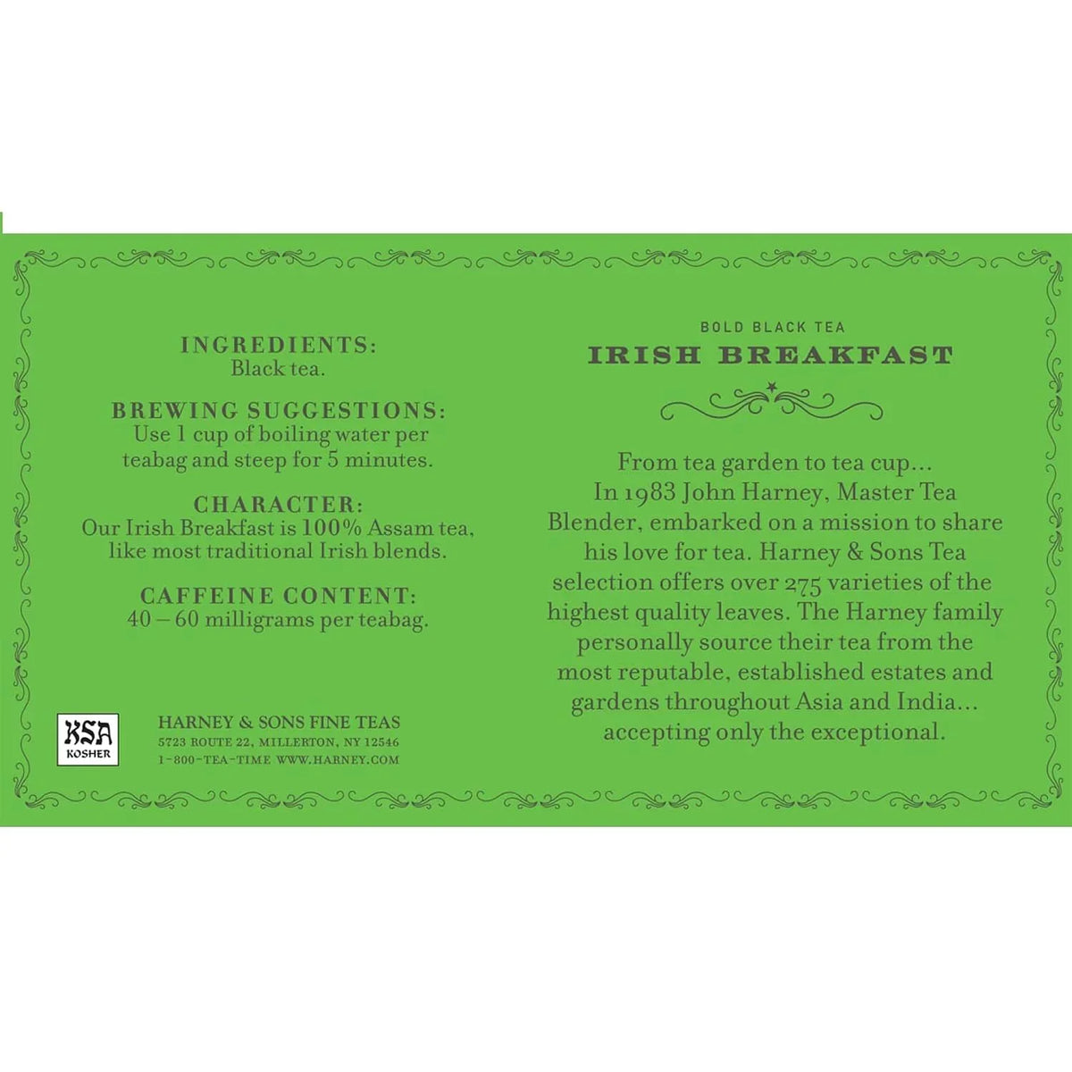 Harney & Sons Irish Breakfast Black Tea Bags, 50 Count